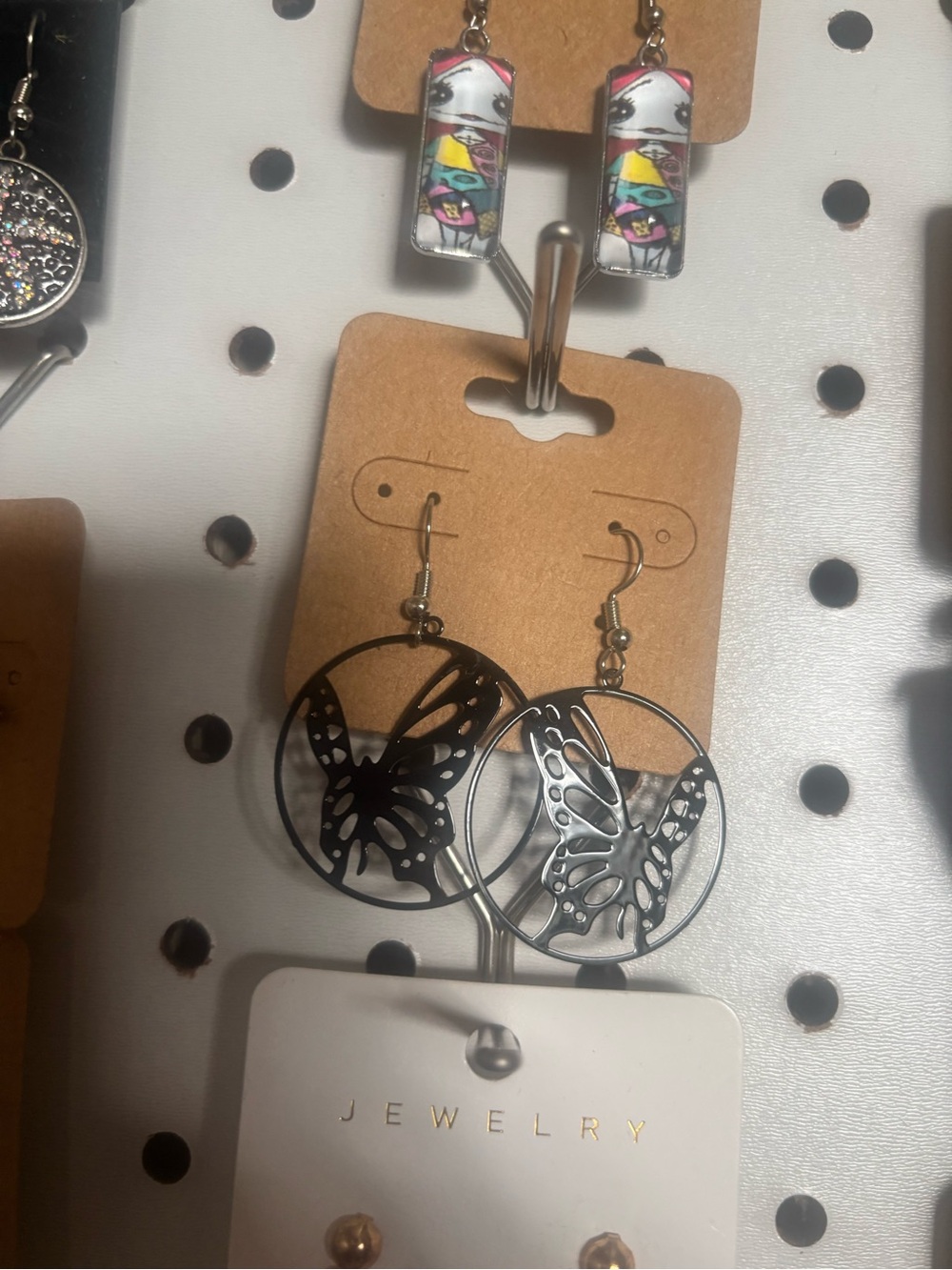Black Butterfly Hoop Earrings -